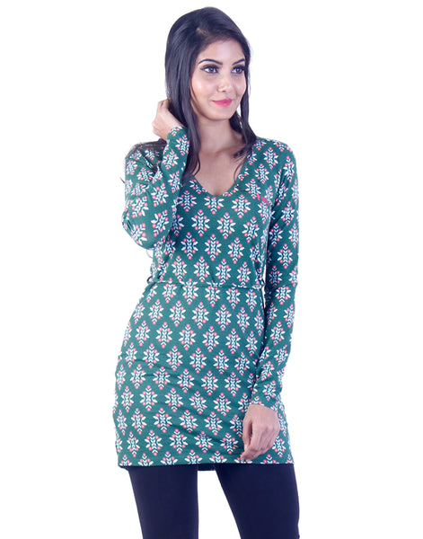 Green patterend long tunic