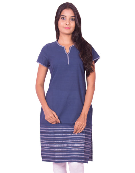 Prussian Blue South Cotton Dobby Kurti from Joshuahs