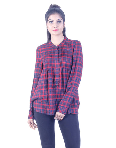 Red checkered Long Tunic