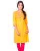Golden Yellow South Cotton Dobby Long Sleeve Kurti from Joshuahs