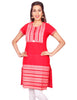 Red  South Cotton Dobby Straigh Cut Kurti from Joshuahs