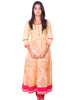 Pale Yellow Printed Back Embroidered Flared Anarkali Kurti from Joshuahs